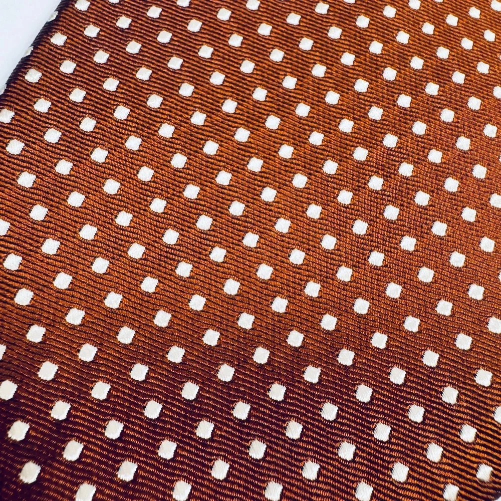 Jos A Bank Executive Collection Tie Brown White‎ Polka Dit Silk Necktie Classic